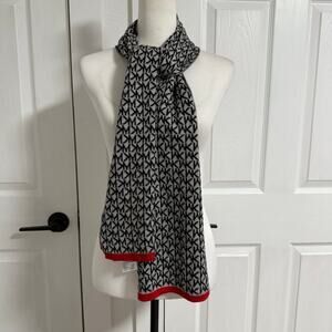 Michael Kors Knit Logo Black Gray Scarf One Size